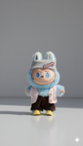 Pinkie Twinkle Galaxy Beanie & Pink Knit Vest Outfit Set for Labubu Doll – With Corduroy Pants and Yellow Shoes