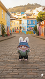 Pinkie Twinkle Green Sweater & Denim Suspender Outfit Set for Labubu Doll – With Blue Bucket Hat and Pink Shoes