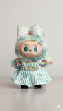 Pinkie Twinkle Mint “Summer” Dress Outfit Set for Labubu Doll – With Floral Bow and Rainbow Top