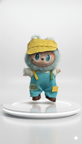Pinkie Twinkle Labubu “Sunny Day” Overall Outfit Set – Yellow Cap, Knit Sweater, Shoes & Overalls for Dolls