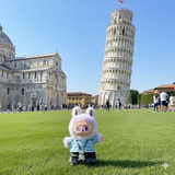 Pinkie Twinkle Labubu Outfit -Striped Shirt, Denim Pants, & Necklace