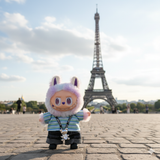 Pinkie Twinkle Labubu Outfit -Striped Shirt, Denim Pants, & Necklace