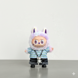 Pinkie Twinkle Labubu Outfit -Striped Shirt, Denim Pants, & Necklace