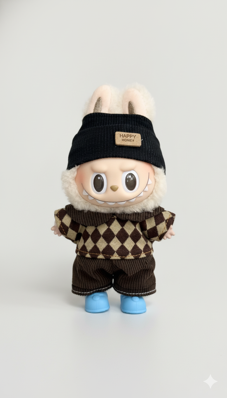 Pinkie Twinkle Cozy Argyle Street Style Outfit Set for Labubu