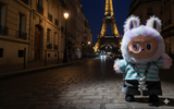 Pinkie Twinkle Labubu Outfit -Striped Shirt, Denim Pants, & Necklace