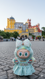 Pinkie Twinkle Mint “Summer” Dress Outfit Set for Labubu Doll – With Floral Bow and Rainbow Top